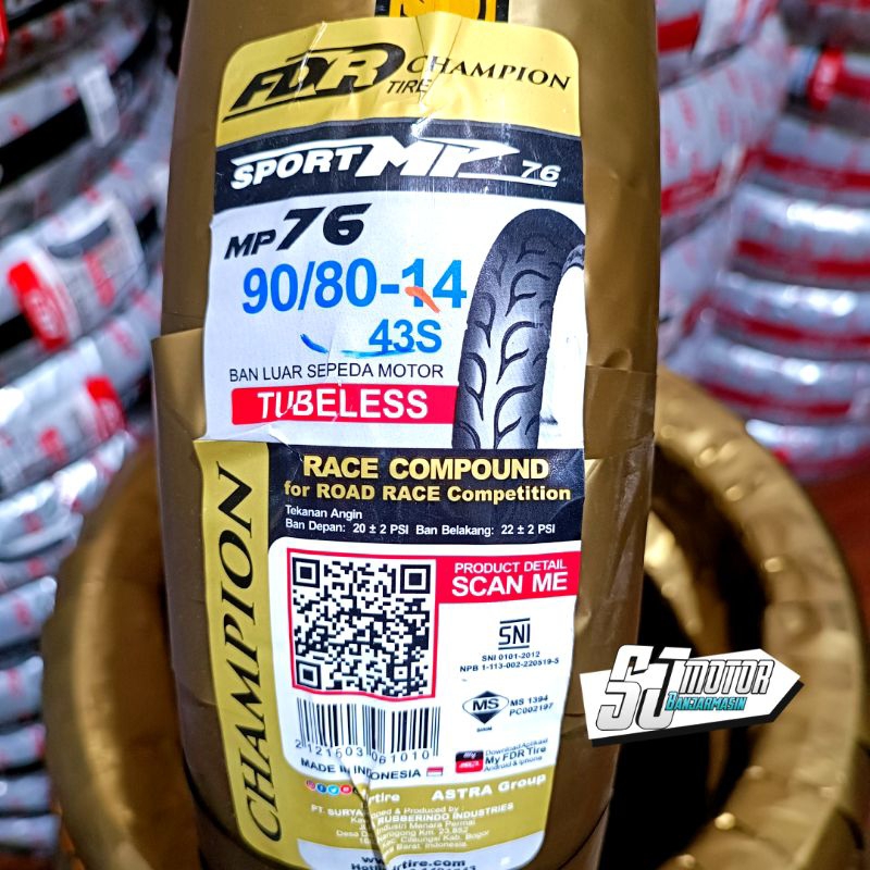 Jual Ban Luar FDR - Sport MP-76 Ukuran 90/80-14 Tipe Tubeless Soft ...