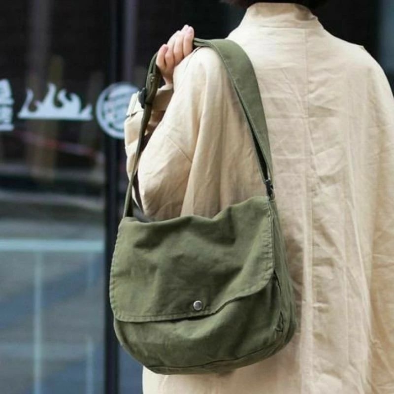 Jual Tas Selempang Canvas Slingbag unisex Pria & Wanita Bahan kanvas ...