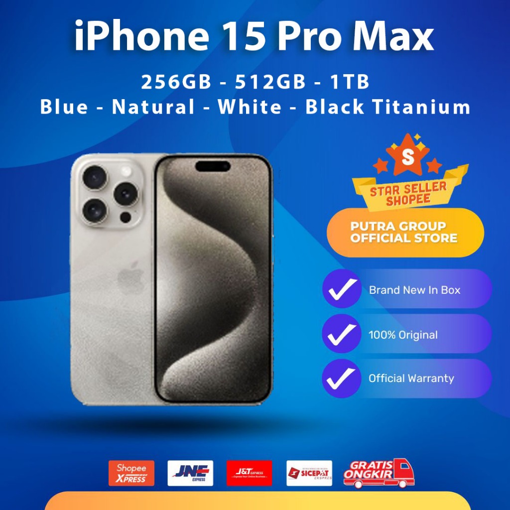 Jual (RESMI) iPhonee 15 Pro Max Promax 1TB 512GB 256GB 128GB Black Blue