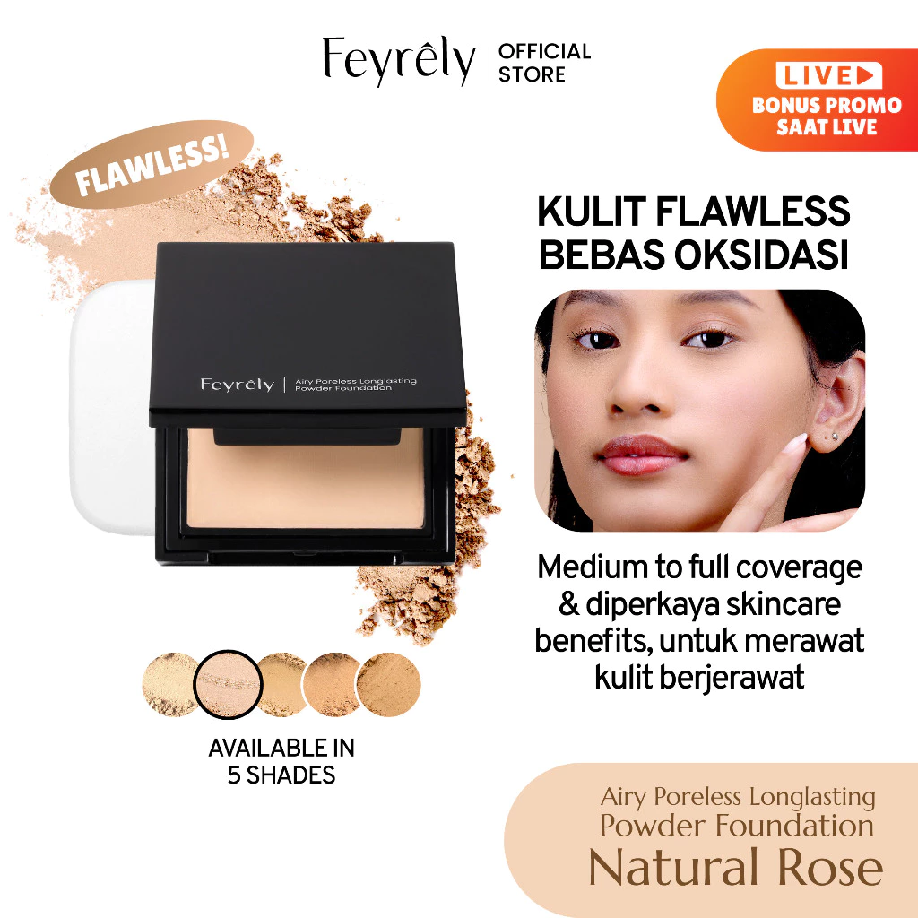 FEYRELY Airy Poreless Longlasting Powder Foundation - Natural Rose