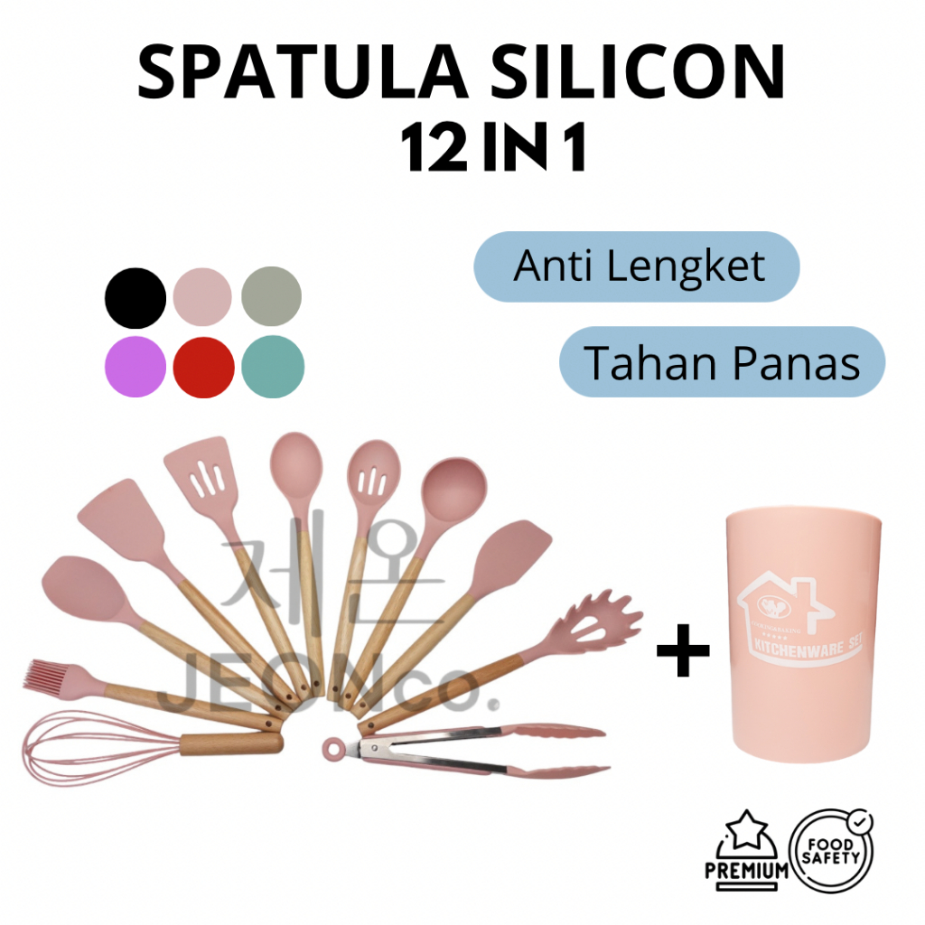 Jual SPATULA SILIKON 12pcs Kitchen Set Spatula Masker Alat Dapur Tahan Panas Food Grade