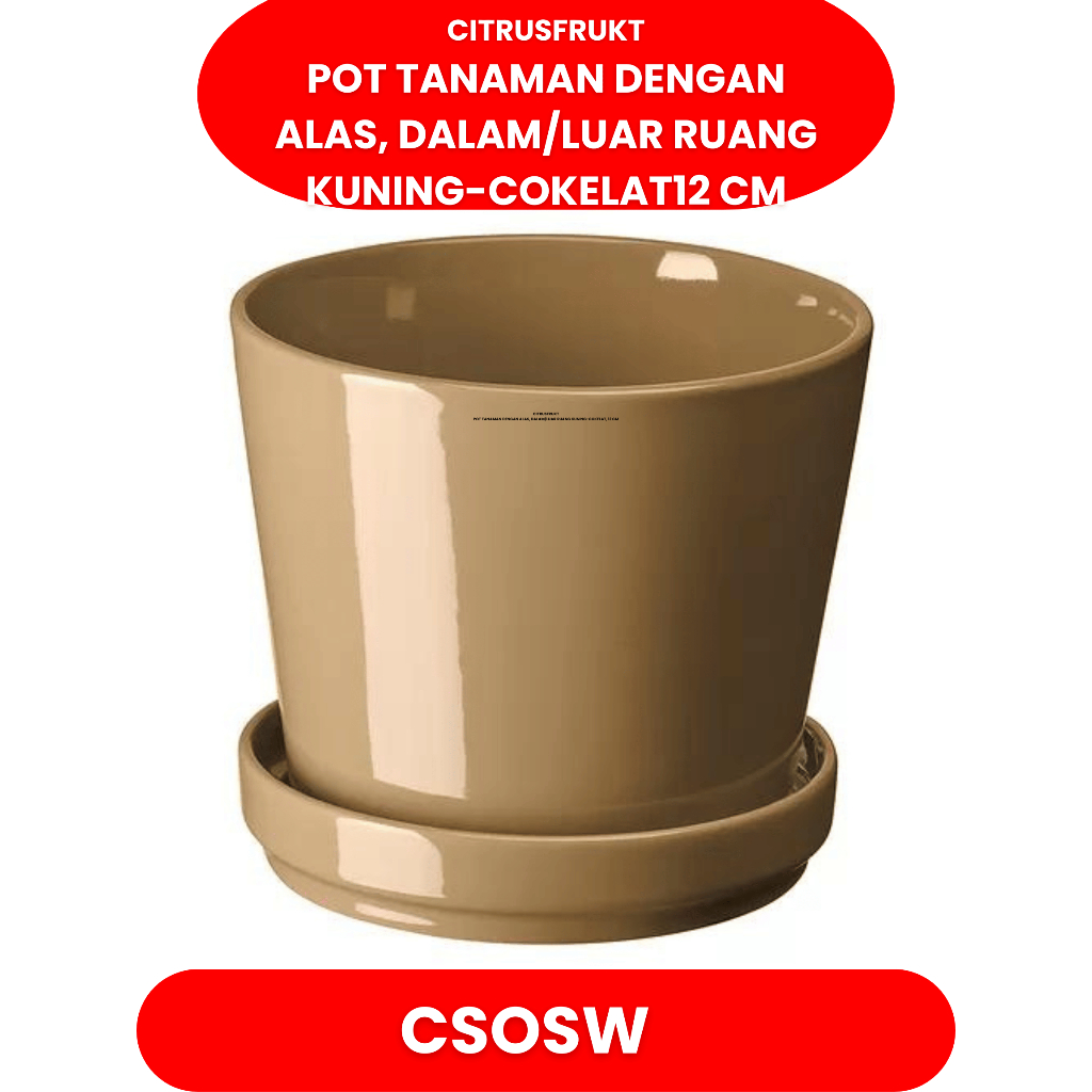 Jual Pot tanaman Tembikar dengan alas dalam/luar ruang kuning-cokelat ...