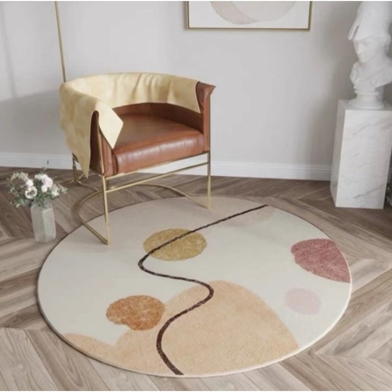 Jual luxury living room carpet rug nordic korea style modern round ...