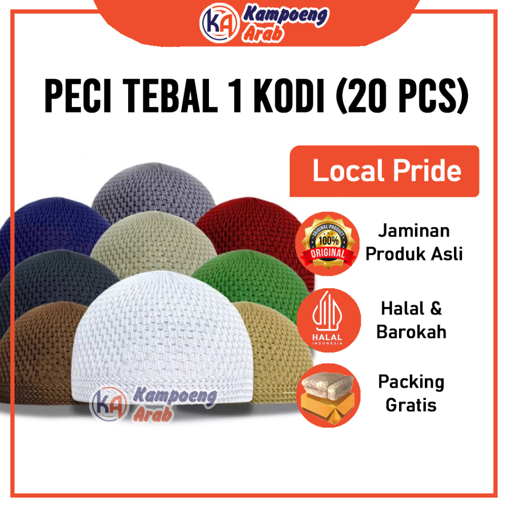 (1 KODI) Isi 20 PCS PECI Rajut All Size Polos Dan Motif Asli Original turkey Oleh-Oleh Haji Umroh