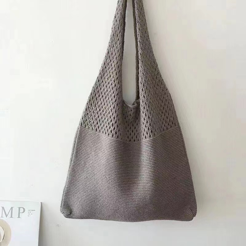 Jual Knitted Tote Bag / Tas Korea Rajut Besar Pantai / Tas Wanita Solid