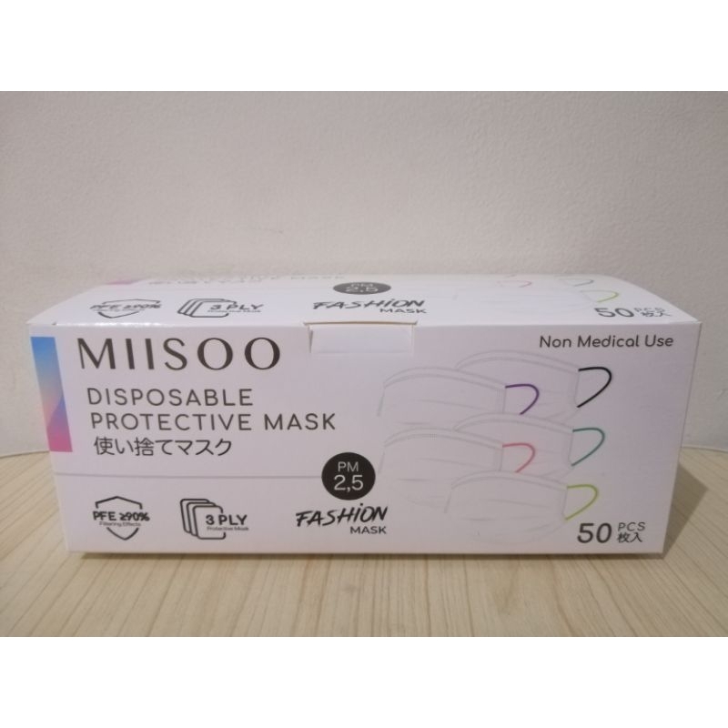 Jual MIISOO Disposable Face Mask 3 Layer Fashion Edition 50 pcs ...