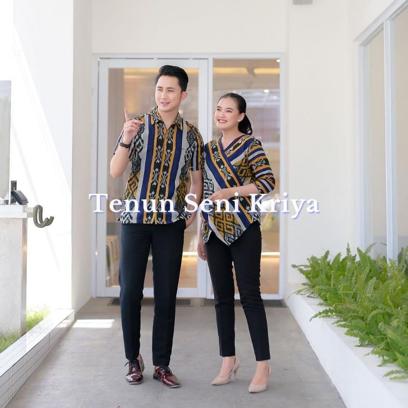 Jual (READY STOK) set baju couple terbaru - baju tenun couple kekinian
