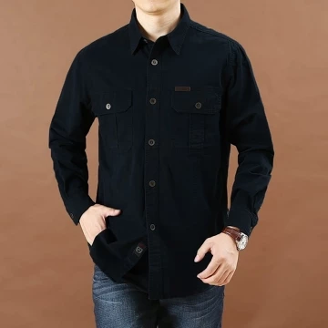 Komara Store Kemeja Polos Lengan Panjang Pria Bahan Baby Canvas Reguler Fit Casual Formal Katun