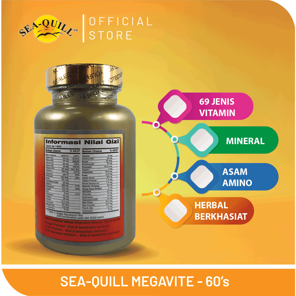 Jual Sea Quill MEGAVITE 30 tablet Original | Shopee Indonesia