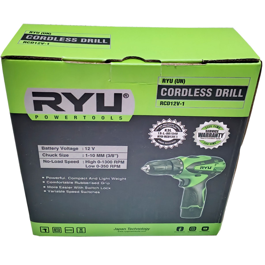 Jual ORIGINAL!!! MESIN ALAT BOR CORDLESS RYU RCD 12V-1 BOR BATERAI ...