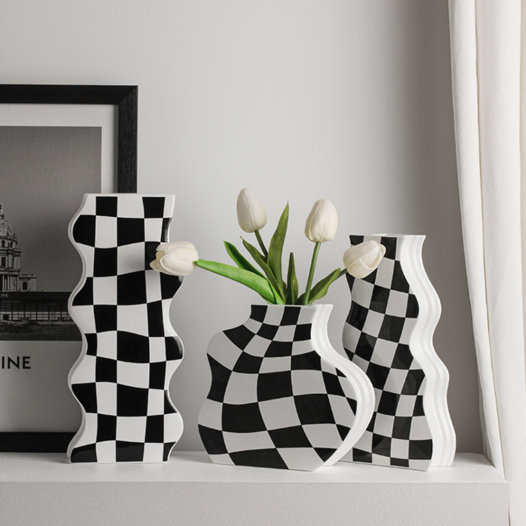 Jual Vas Keramik Aesthetic Checkerboard / Pottery / Home Decor ...