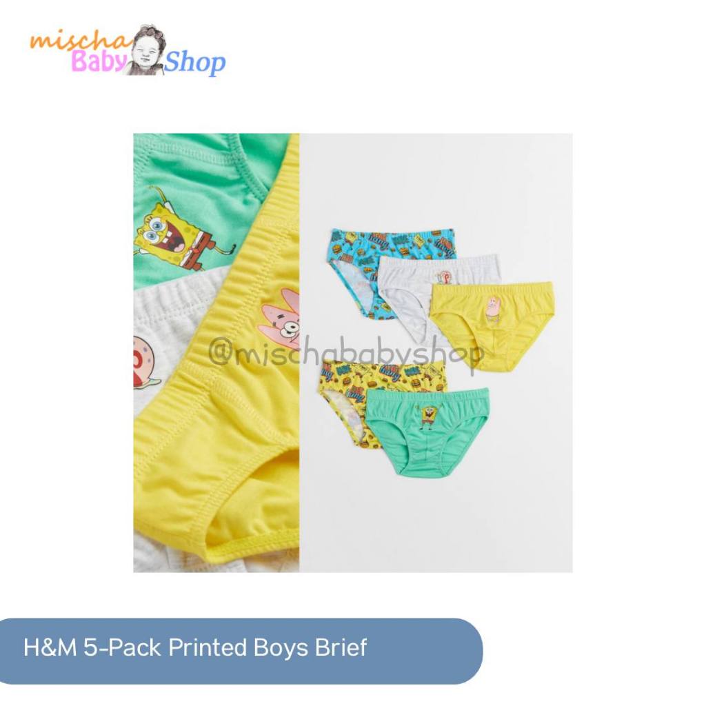 Jual H&M 5-Pack Printed Boys Briefs Yellow/Spongebob squarepants