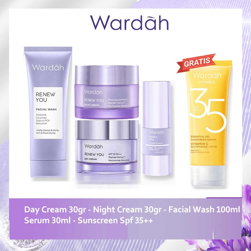 Paket Hemat Wardah Lengkap + Gratis Sunscreen SPF 35+++