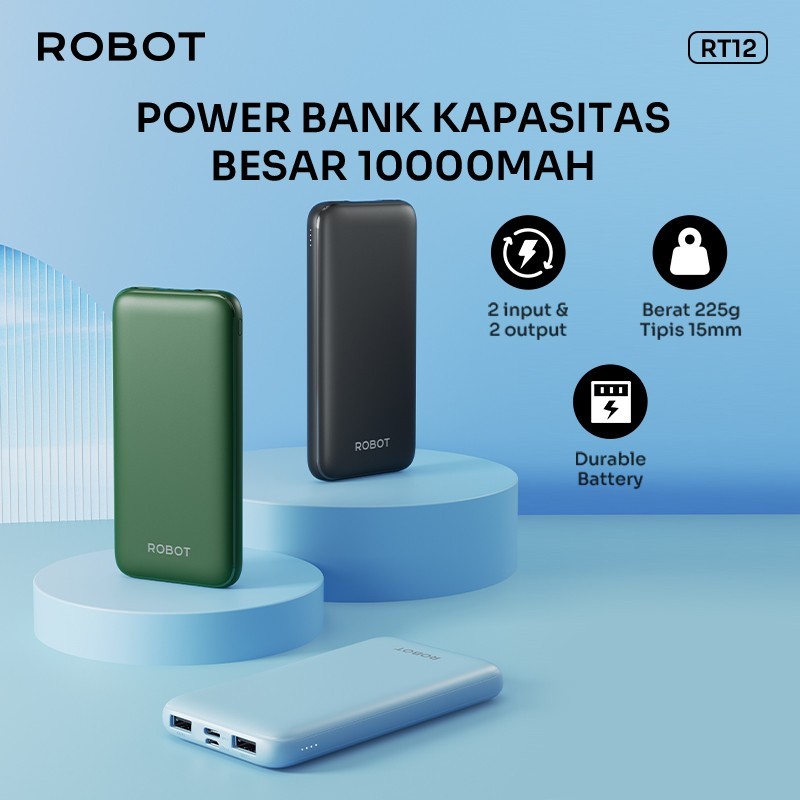 Jual ROBOT PowerBank RT12 10000 mAh Dual Input Output Original Power ...