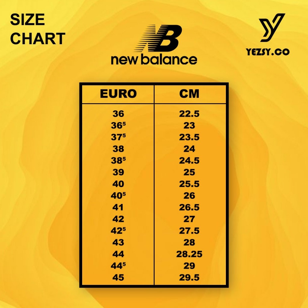 Size chart sepatu new balance clearance