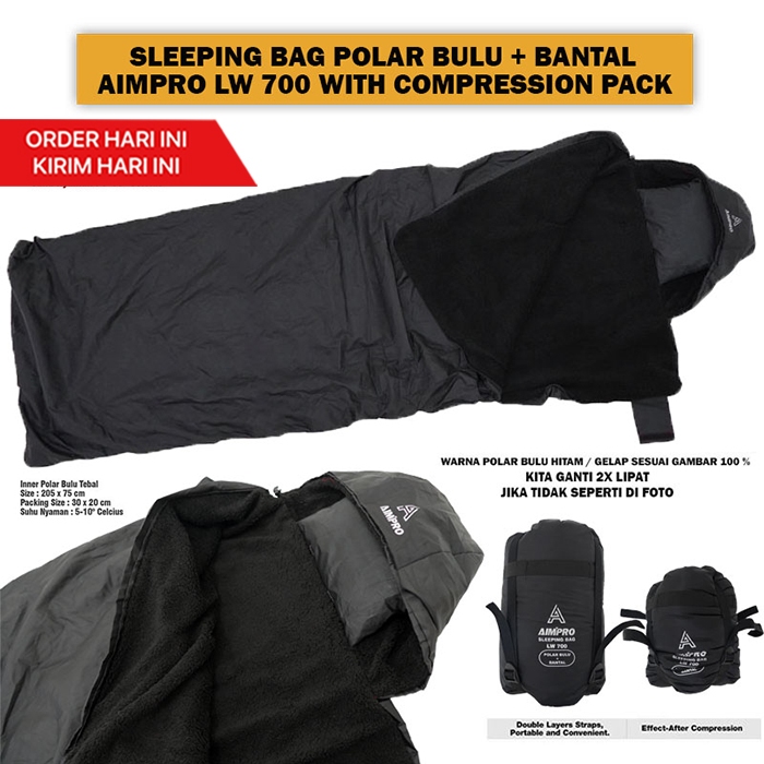 Jual Sleeping Bag Polar Bulu Tebal Dengan Bantal Dikepala Sb Bulu