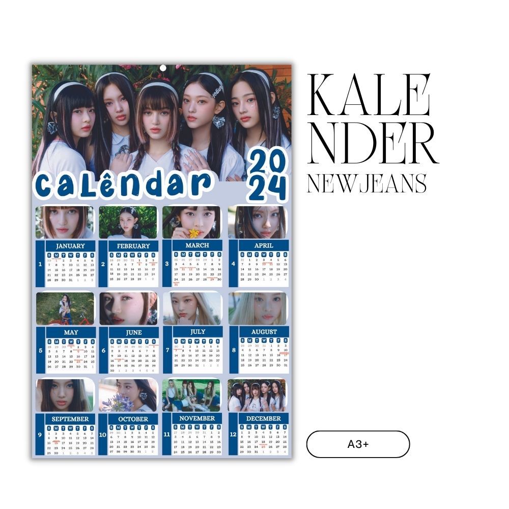 Jual 2024 KALENDER NEWJEANS KPOP BAHAN AC260 LAMINASI GLOSSY 2SISI IDOL