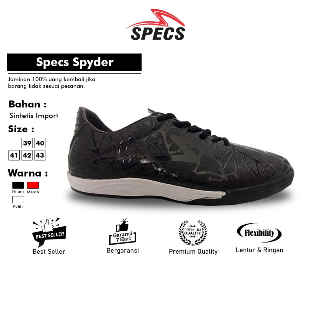 Jual Sepatu Futsal Specs Spyder Fg Hitam Pria Paling Bestseller