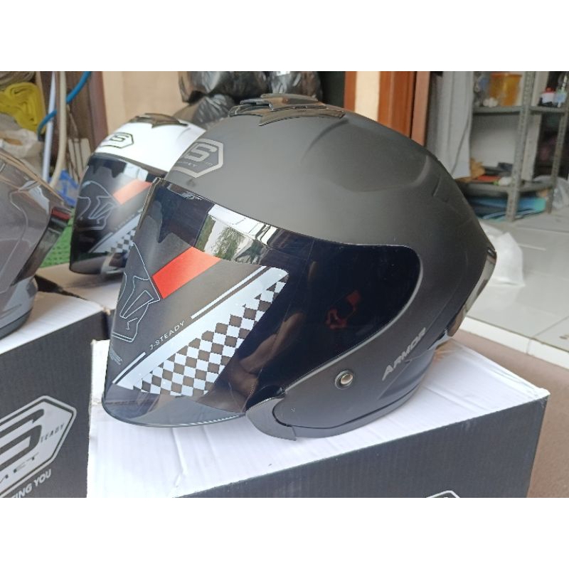 Jual HELM HALF FACE TANDUK JS HELMET RACING SNI | Shopee Indonesia