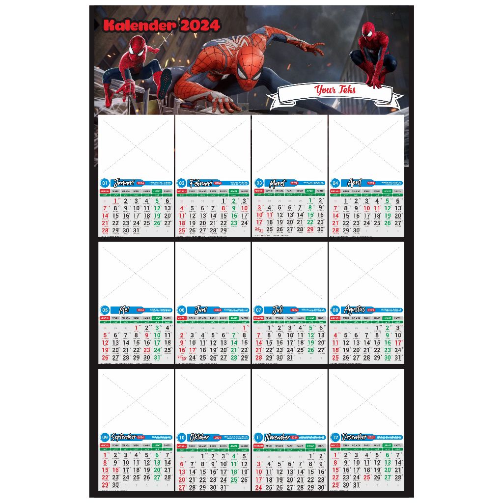 Jual KALENDER 2024 SPIDERMAN ISI 12 FOTO CUSTOM Shopee Indonesia