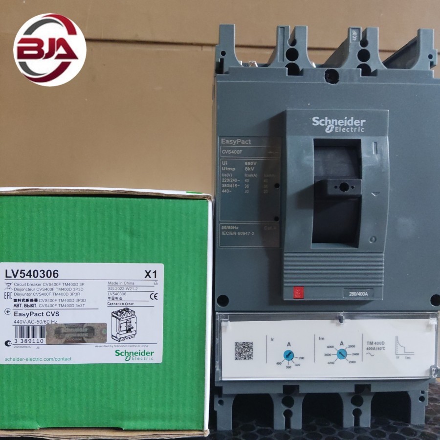 Jual MCCB Breaker Schneider CVS400F 3P 400A LV540306 36ka 3Phase 3Pole ...