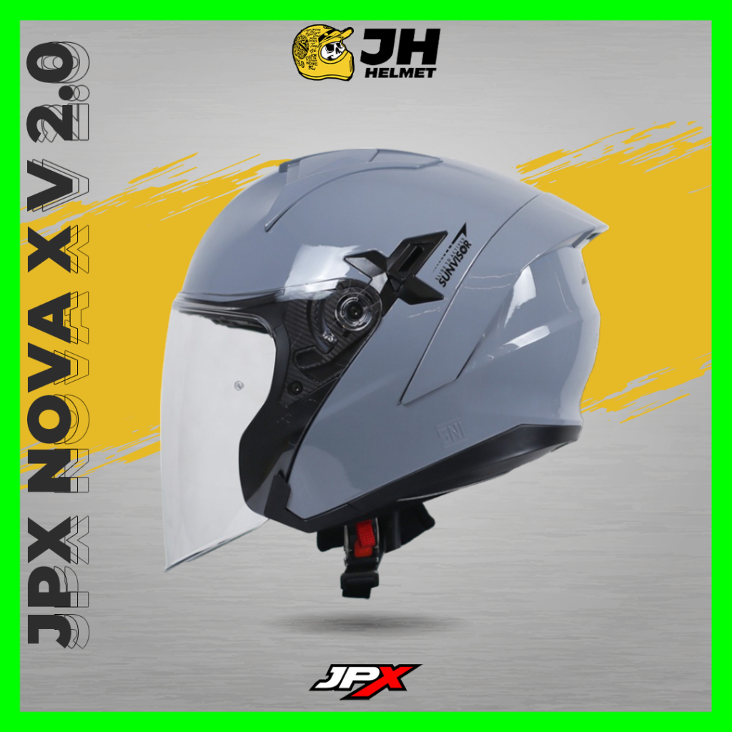 Jual Helm JPX Nova X V2.0 Solid Dark Grey Glossy Helm Half Face