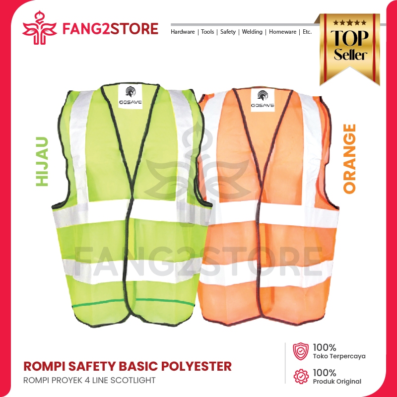 Jual Rompi Safety Polyester 4 Line Scotchlite Safety Vest Proyek ...