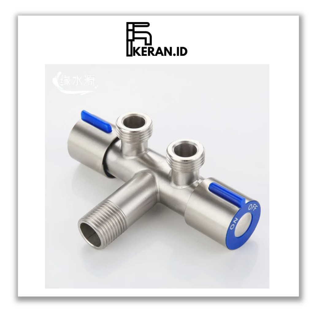 Jual [KERAN.ID] Stop kran 2 cabang on off kanan kiri stainless steel ...