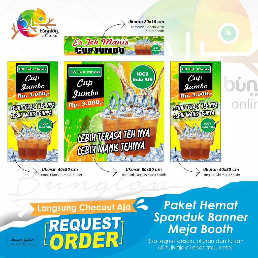 Jual Spanduk Banner Paket Hemat Meja Booth Es Teh Cap Jumbo | Shopee ...