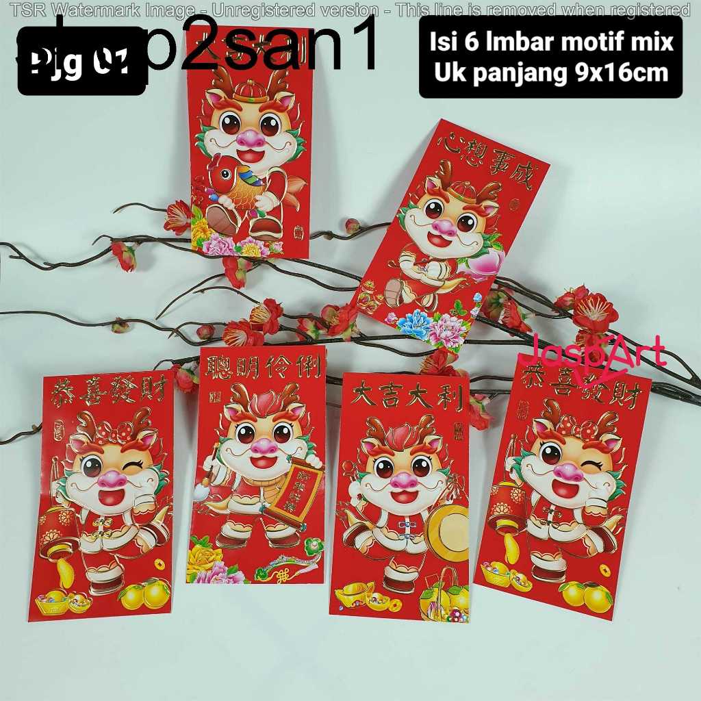 Jual Angpao Imlek Shio NAGA 2024 Banyak Varian,murah Meriah Bahan Tebal ...