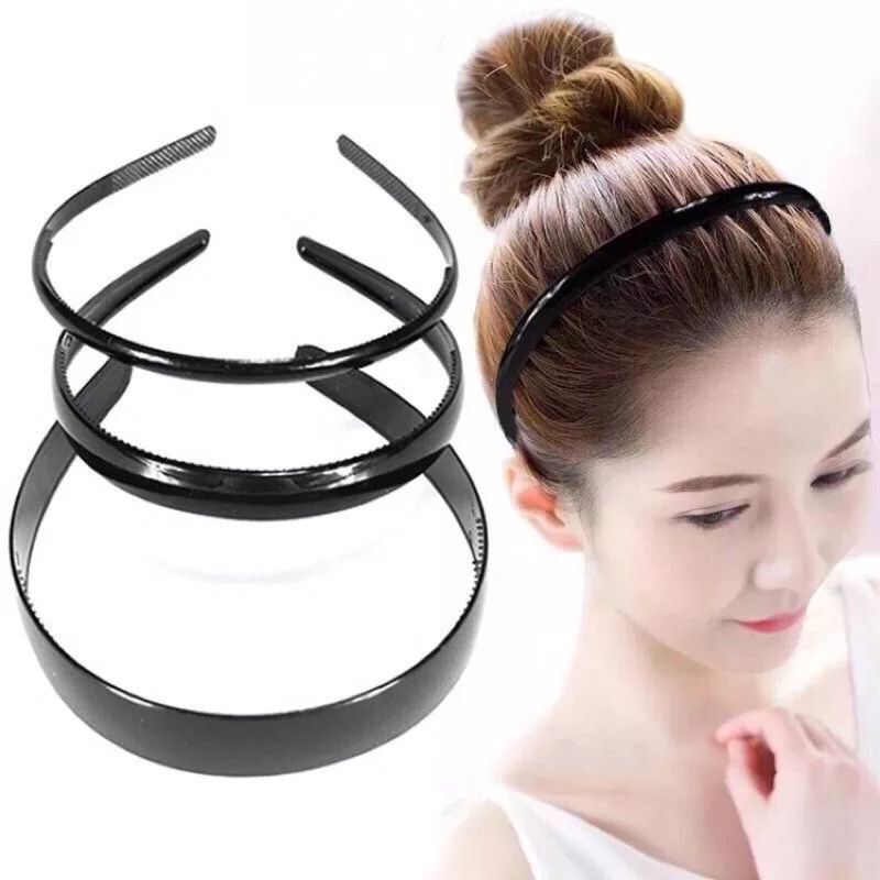 Jual Bando Rambut Hitam Polos / Bando Plastik Polos Hitam unisex pria ...