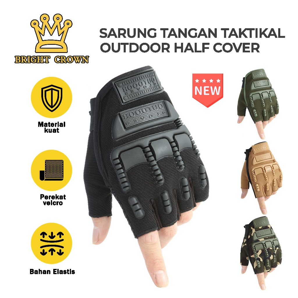 Jual Bright Crown Sarung Tangan Motor Sport Half Finger Tactical Anti