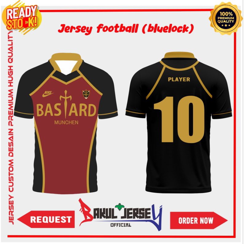Jual Jersey Football bastard munchen anime blue lock custom nama dan