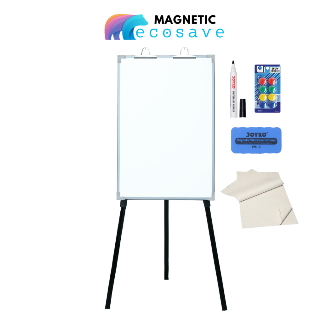 Jual Flipchart Magnetic 60x90 Cm Flip Chart Whiteboard Standing Portable Papan Presentasi White 4359