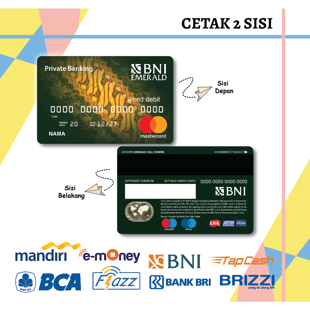 Jual Kartu Emoney E Toll Design Bni Emerald Card Debit Kredit E Money Mandiri Flazz Bca Gen