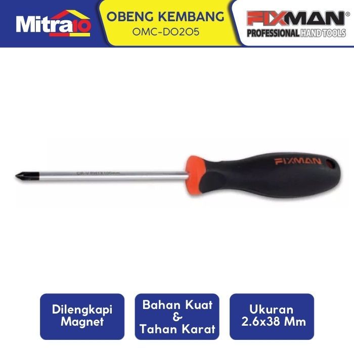 Jual Fixman Obeng Kembang Gagang Karet Omc D X Cm Hitam