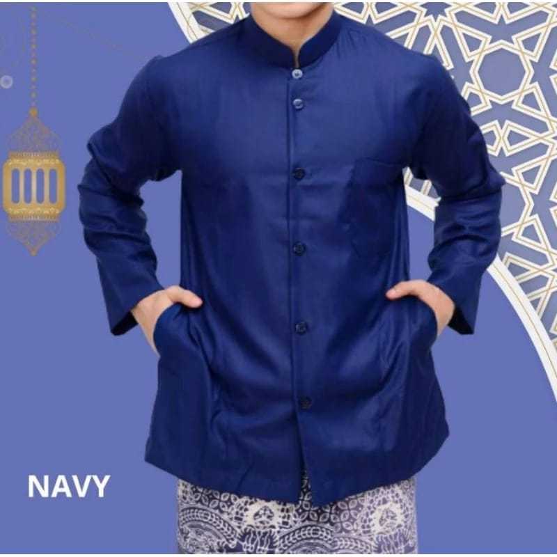 Baju Koko Pria Dewasa Muslim Lengan Panjang Putih Haibah Saku samping