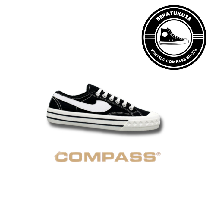 Jual [original 100 ] Sepatu Compass Retrograde Low Blackwhitesepatu Compass Retrograde Low Black