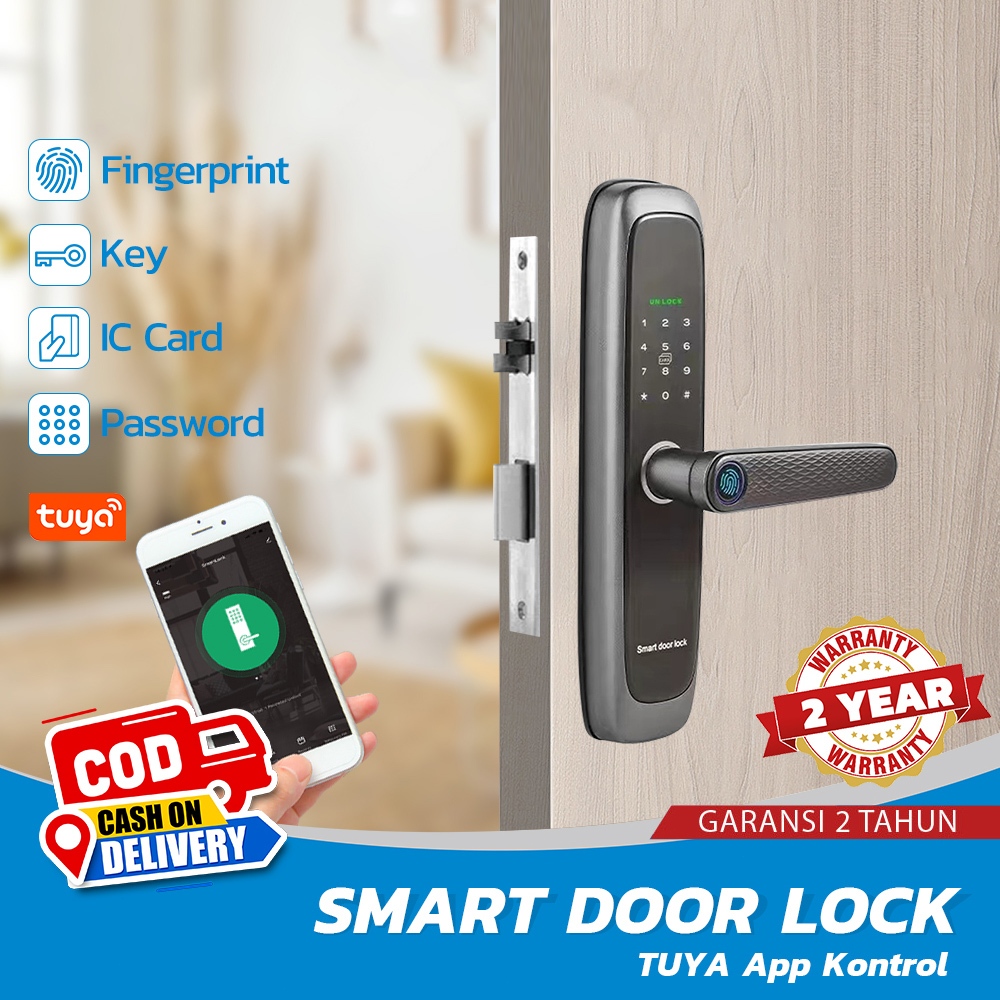 Jual Kunci Pintu Handle Kunci Pintu Sidik Jari Password Kunci Pintar Kontrol App Smart Door Lock