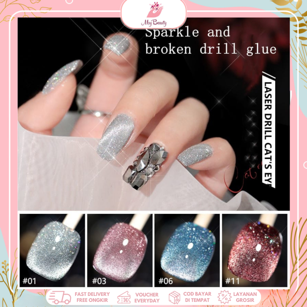Jual MSY ANNIES Kutek Gel Laser Diamond Cat Eye Nail Polish Gel/Gel Nail Polish UV LED Nail Art