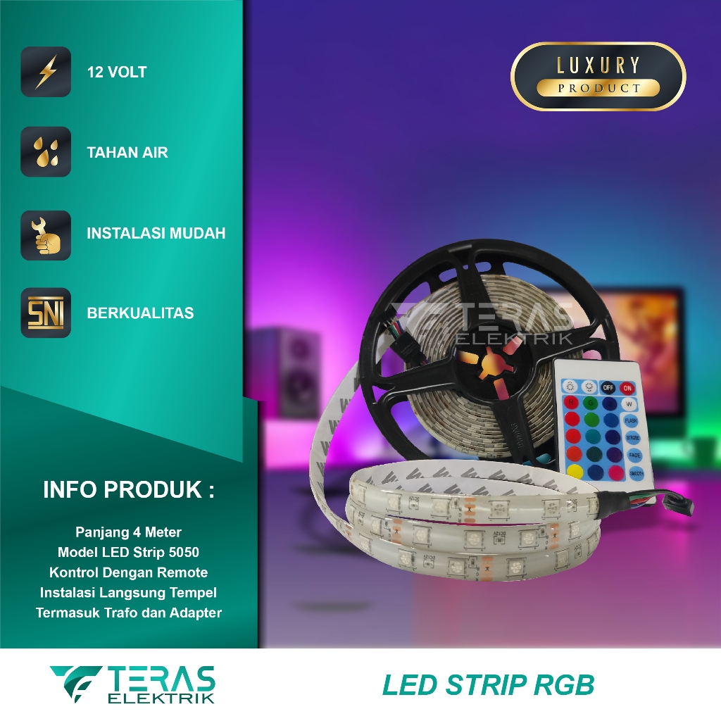 Jual LED Strip RGB dengan adapter Lampu hias rumah kontrol dengan ...