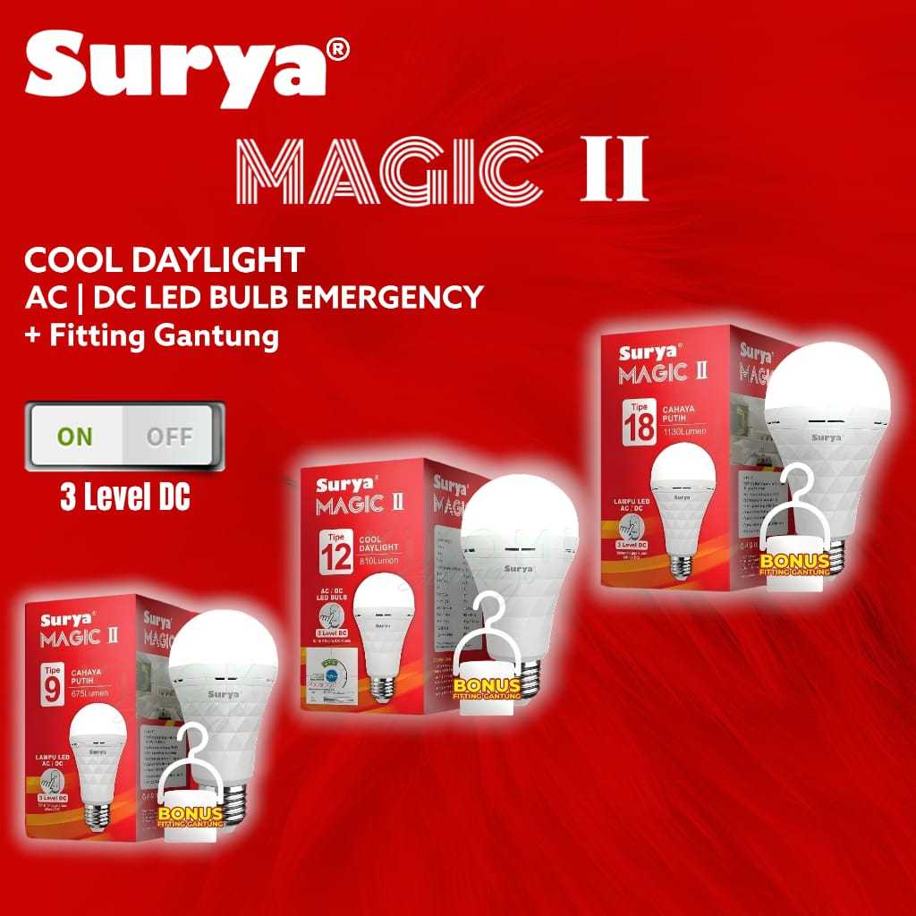 Jual Bohlam SURYA MAGIC Emergency AC DC TIPE 9W, 12W, 18W | Shopee ...