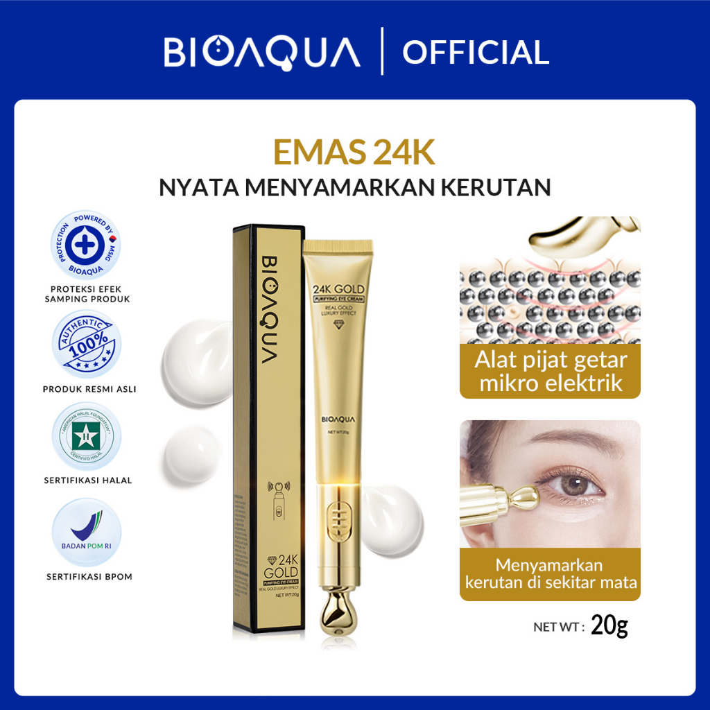 Jual Bioaqua 24K Gold Purifying Eye Cream (electric head) 20ml | Shopee ...