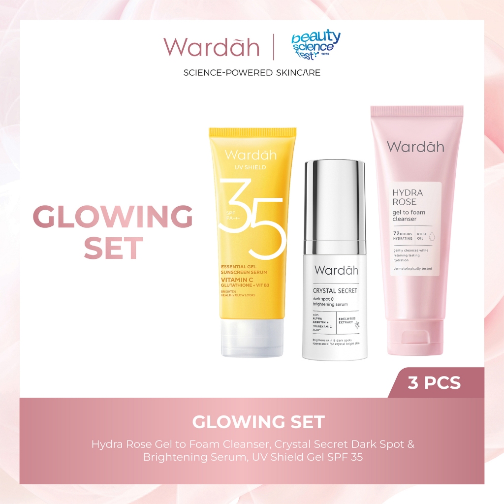 Paket Skincare Wardah Isi 3 pcs - Face Wash, Day Cream, Sunscreen & Serum Paket Solusi Masalah Kulit