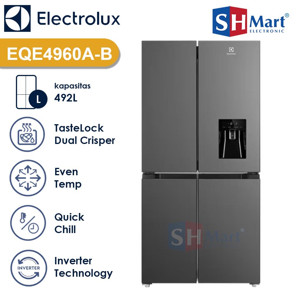 Jual KULKAS 4 PINTU ELECTROLUX KAPASITAS 492 LITER EQE4960AB / EQE ...