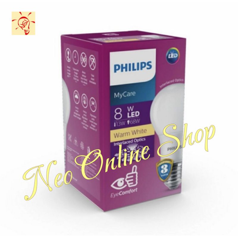 Jual Lampu Bohlam Bulb Led Mycare Philips 8 Watt Kuning Warm White 8W 8 W 8Watt Shopee Indonesia