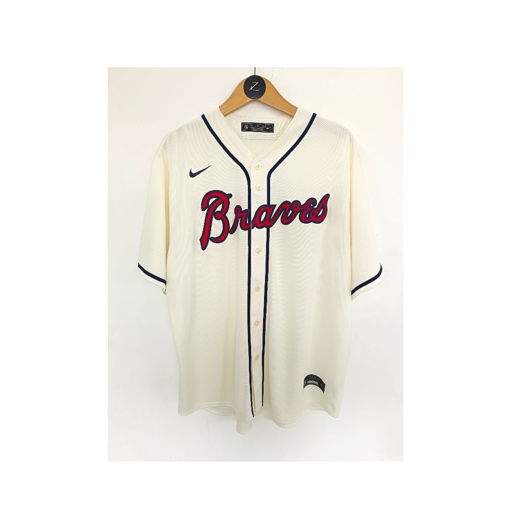 Jual jersey mlb atlanta braves cream original 100% N1ke | Shopee Indonesia