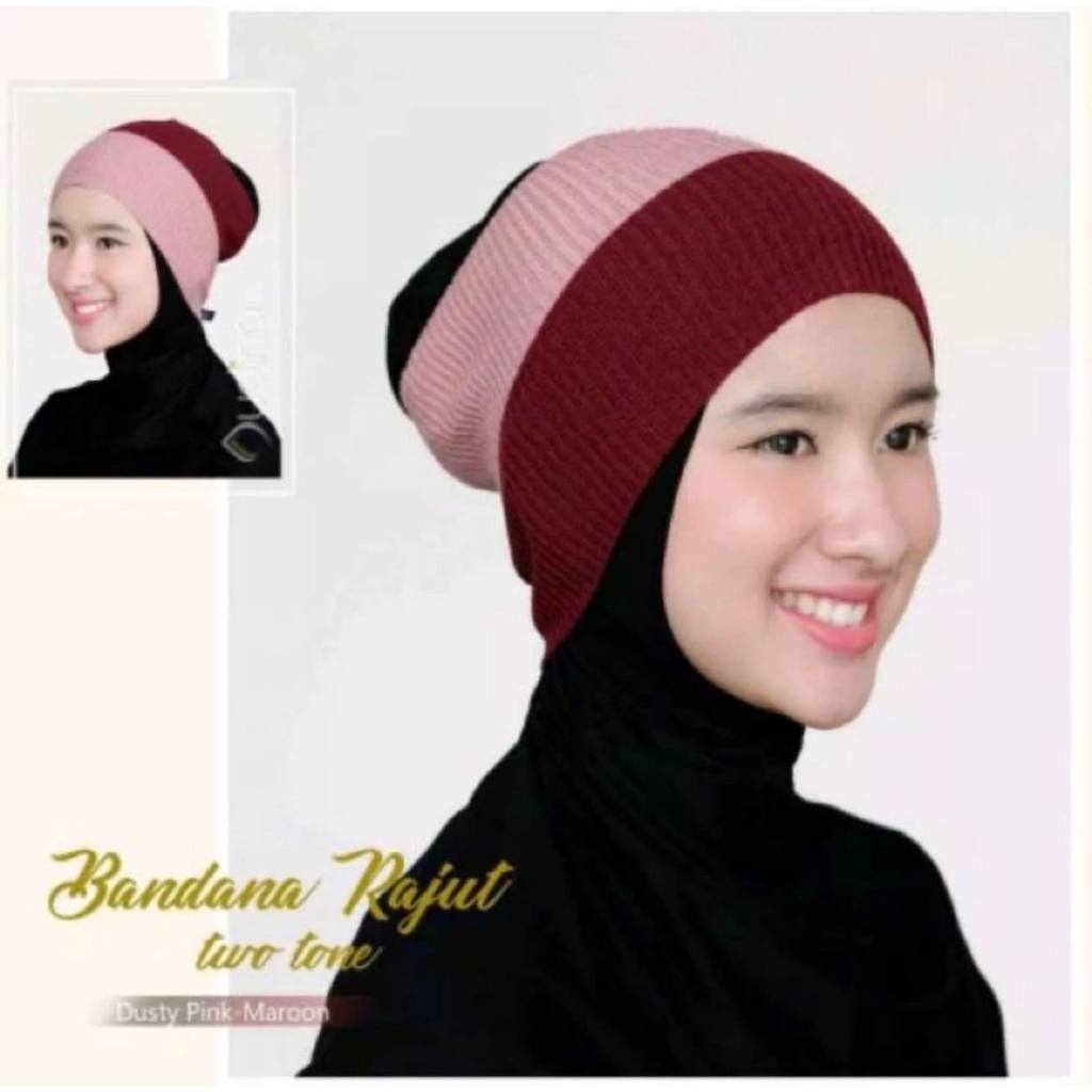 Jual Ciput Bandana Rajut two tone 2 Warna (Random) | Shopee Indonesia