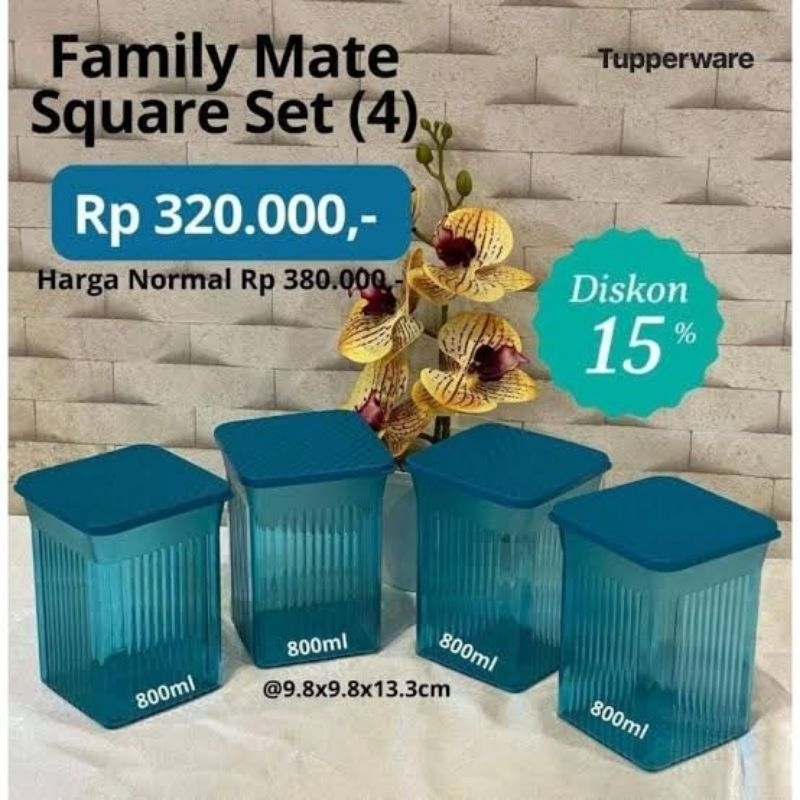 Jual Tupperware family mate square set(,4 pcs) | Shopee Indonesia