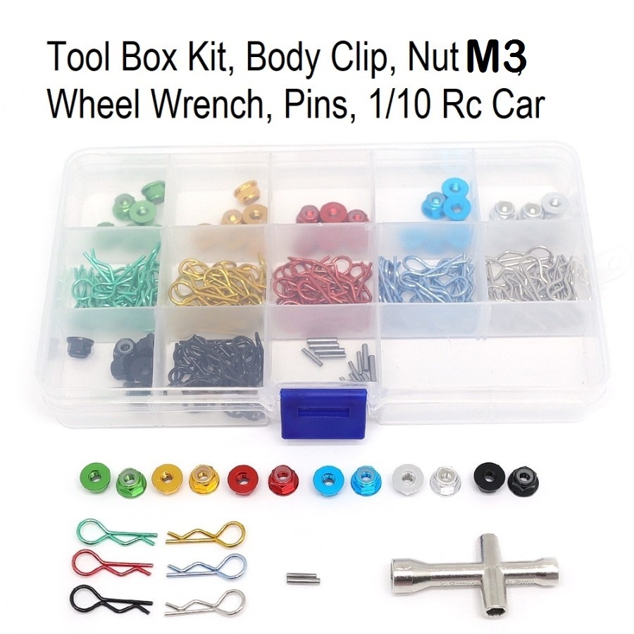 Jual Tool Box Body Clip Wheel Nut M3 Wrench Tools Kit 1/10 Rc Car